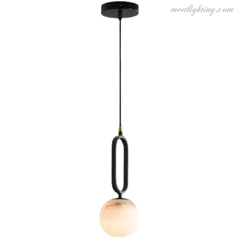 Oval natural stone pendant light milky white warm light dining room living room bedroom Scandinavian minimalist lighting | Sansoti