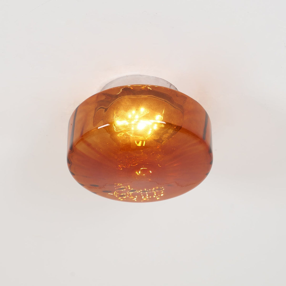 Plafondlamp Amberkleuring Glas Zonnestraalpatroon Retro Verlichting Warm Licht Metalen Fitting Woonkamer | Sansoti