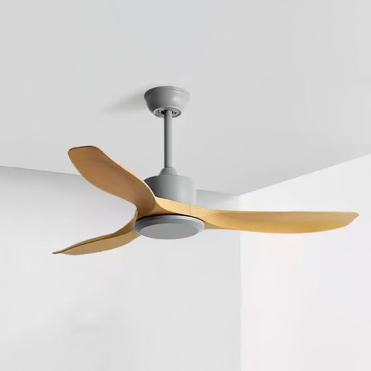 Minimalist ceiling fan Wood 106-132cm With remote control 5 speeds Reversible Copper Motor AC 110-240V | Sansoti