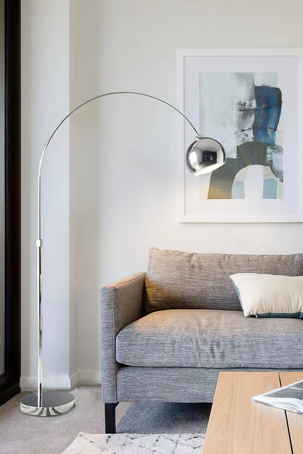 Adjustable Floor Lamp Metal Black Chrome White Telescopic Arm Reading Lamp Modern Design | Sansoti
