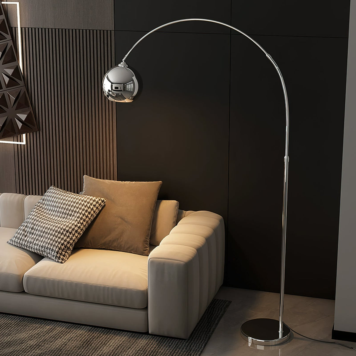 Adjustable Floor Lamp Metal Black Chrome White Telescopic Arm Reading Lamp Modern Design | Sansoti
