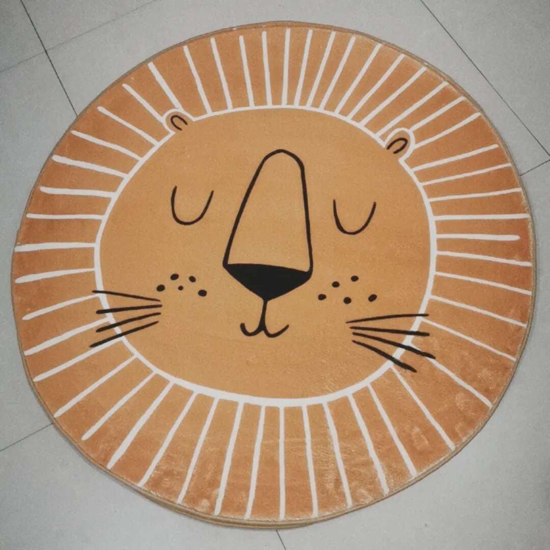 Runder Teppich Kinder Löwe Polyester Mikrofaser 80cm 100cm 120cm Spielzimmer Kinderzimmer Teppich Tiermuster Spielteppich Weich | Sansoti