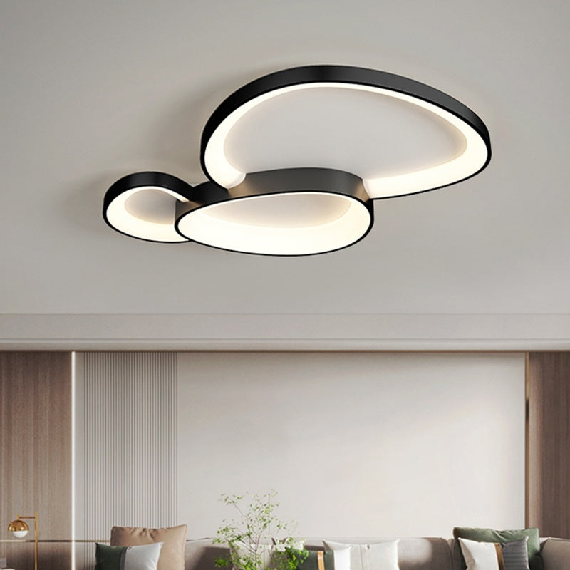 LED ceiling lamp oval dimmable metal black white bedroom hallway living room modern ceiling lighting Scandinavian design surface lamp | Sansoti