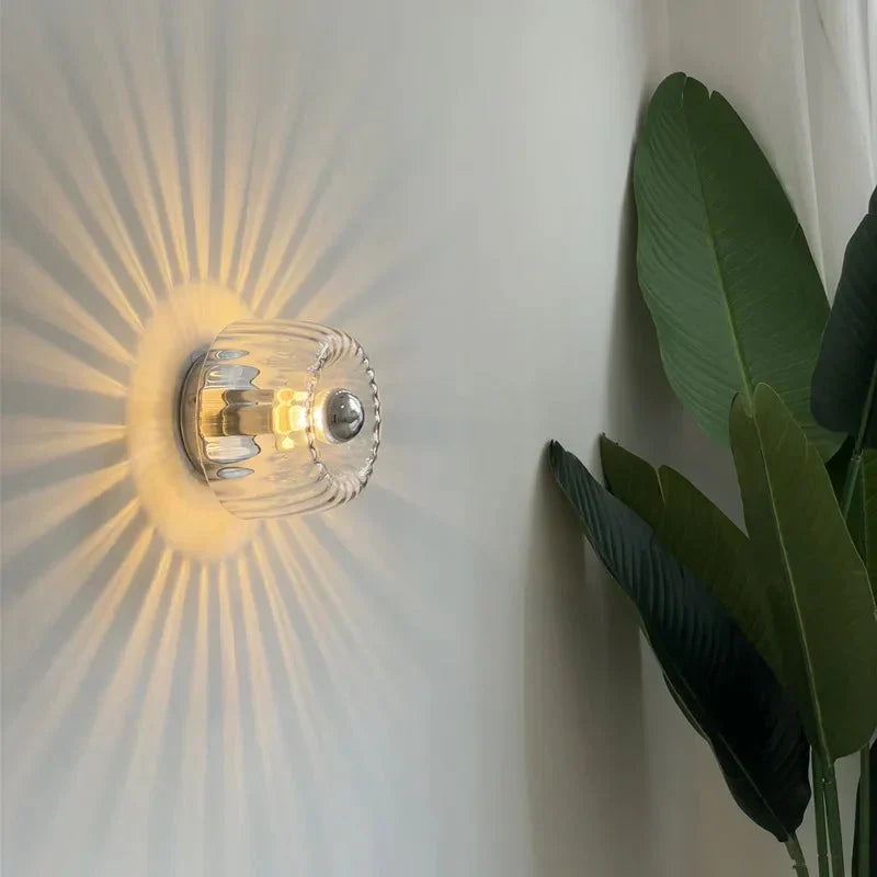 Minimalist Glass Wall Lamp – Warm Ambient Light for Living Room & Hallway | Sansoti