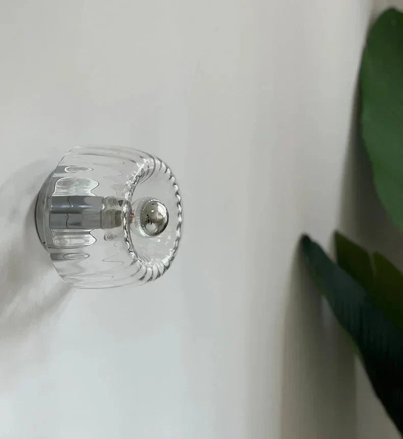 Minimalist Glass Wall Lamp – Warm Ambient Light for Living Room & Hallway | Sansoti