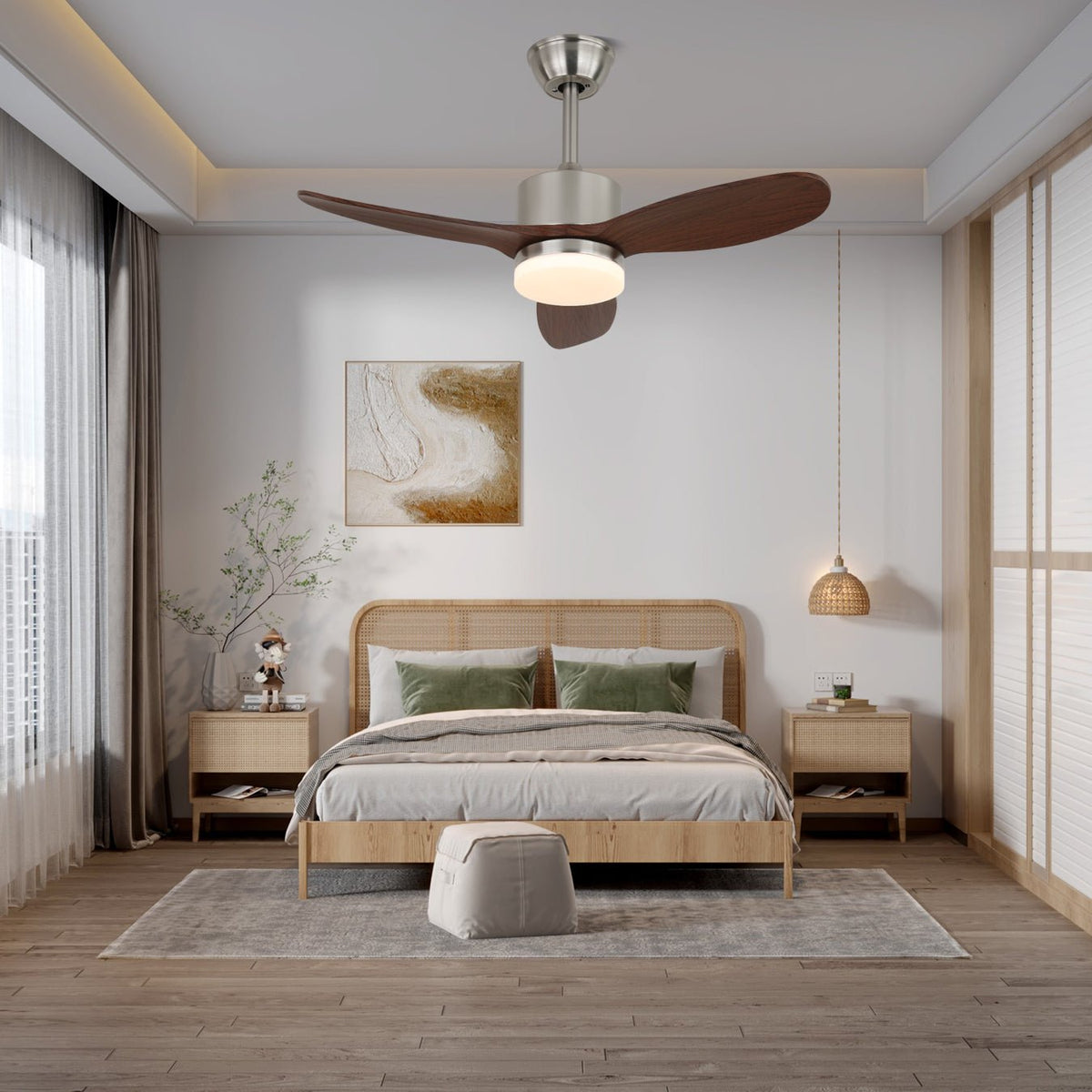 Plafondventilator met Verlichting 106cm of 132cm Design Modern 6-Snelheden Variabele Frequentie Motor voor Slaapkamer Woonkamer met Afstandsbediening | Sansoti