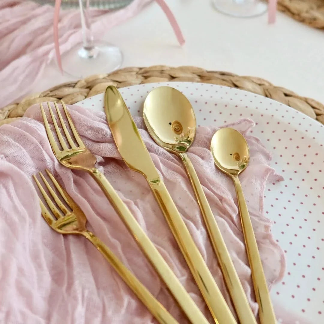 Bestekset 30-delig RVS 18/10 Goud Zwart Zilver Rosé Tafelbestek Modern Design Duurzaam Dagelijks Gebruik | Sansoti