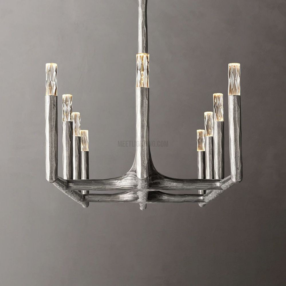 Linear Chandelier Forged Metal Glass 137cm 183cm 244cm Brass Bronze Pewter Dining Area Foyer Living Room | Sansoti