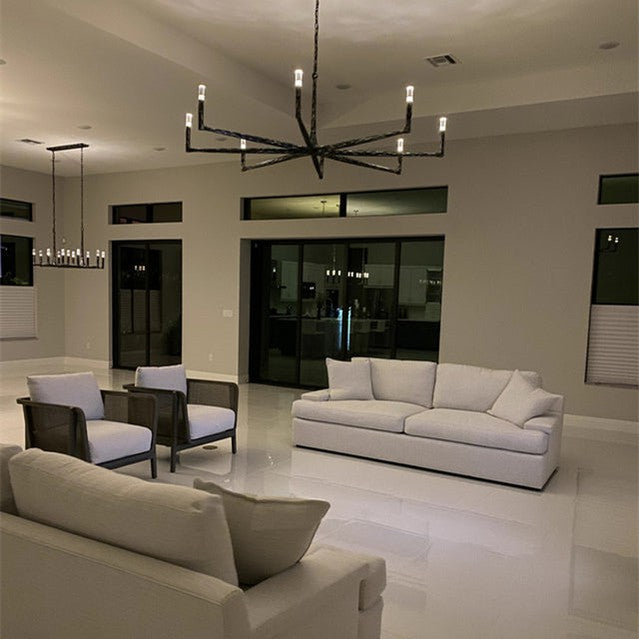 Linear Chandelier Forged Metal Glass 137cm 183cm 244cm Brass Bronze Pewter Dining Area Foyer Living Room | Sansoti
