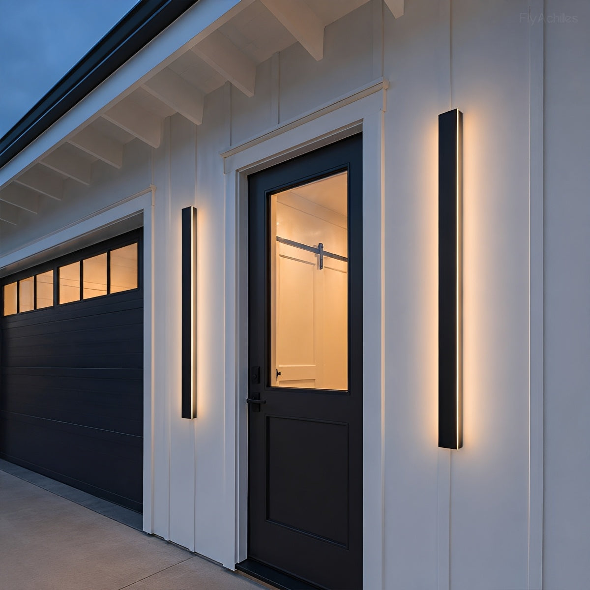 Waterproof black aluminum outdoor LED wall light 30-150cm for garden, terrace, entrance, front door, and facade lighting | Sansoti
