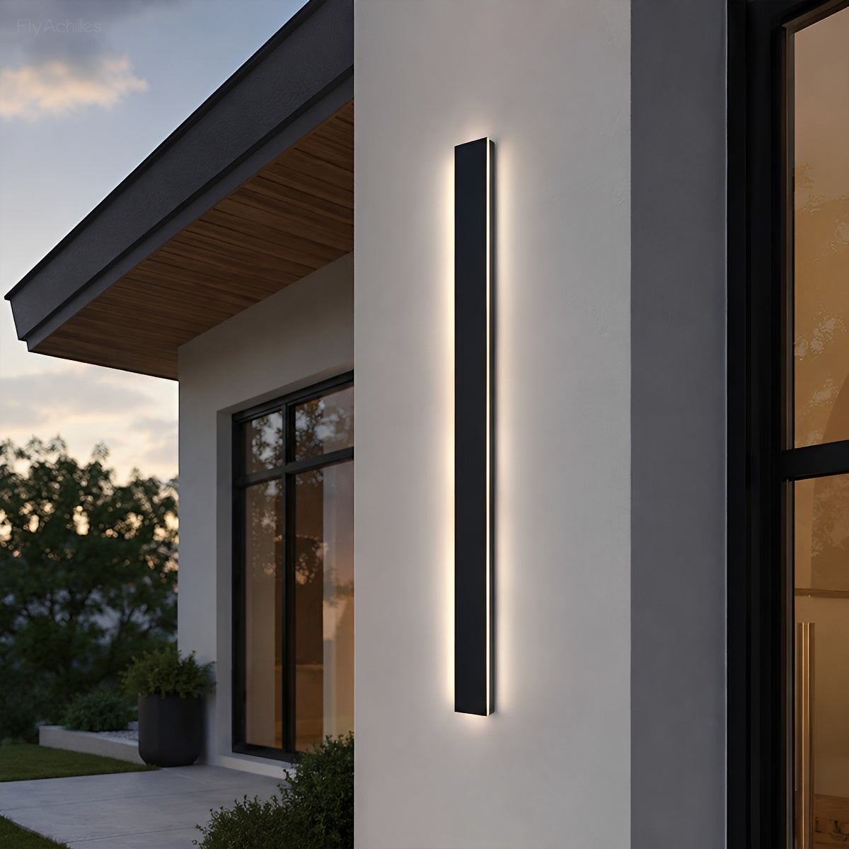 Waterproof black aluminum outdoor LED wall light 30-150cm for garden, terrace, entrance, front door, and facade lighting | Sansoti