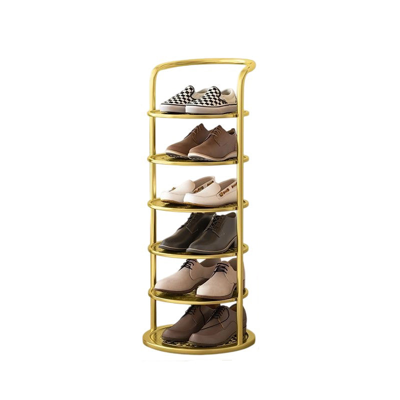 Round Metal Shoe Rack 5–8 Tiers Black White Gold Hallway Wardrobe Bedroom Space-Saving Minimalist | Sansoti