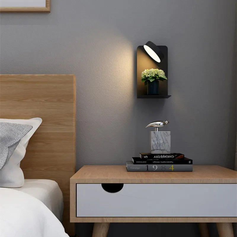 Modern Wall Lamp with Charging Tray and USB Connection for Bedroom Bedside Lighting with Warm Ambient Glow | Sansoti