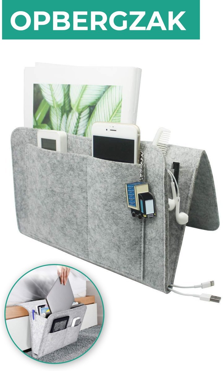 Hanging Felt Bed Organizer for Mattress & Sofa – Bedside Storage Bag with Compartments – Practical Organizer | Sansoti
