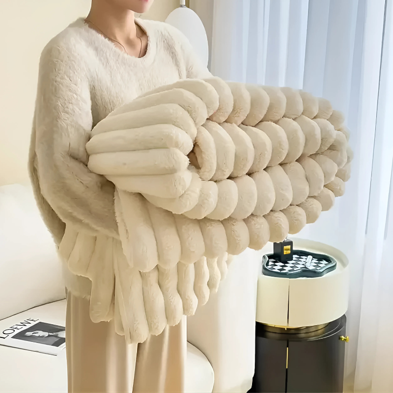 Flanellplaid, weiche Plüschdecke, warm und dekorativ, Beige, Grau, Blau, Rosa, Wohnzimmer, Schlafzimmer, Picknick | Sansoti