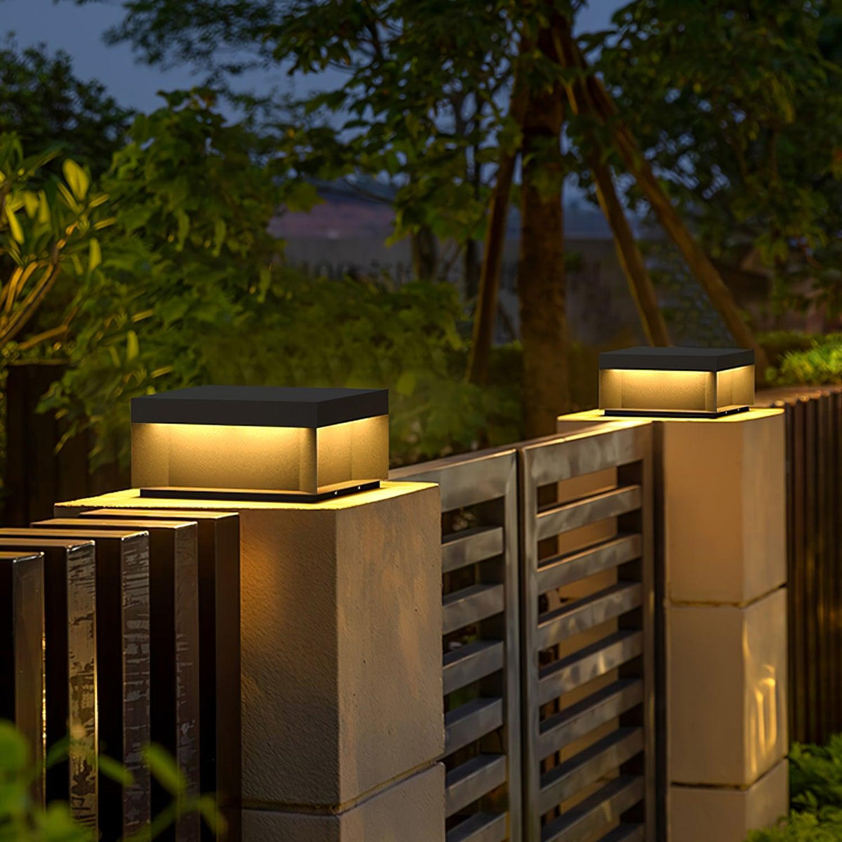Éclairage solaire sur poteau de jardin moderne IP65 aluminium noir éclairage de chemin étanche pour jardin, allée, terrasse | Sansoti