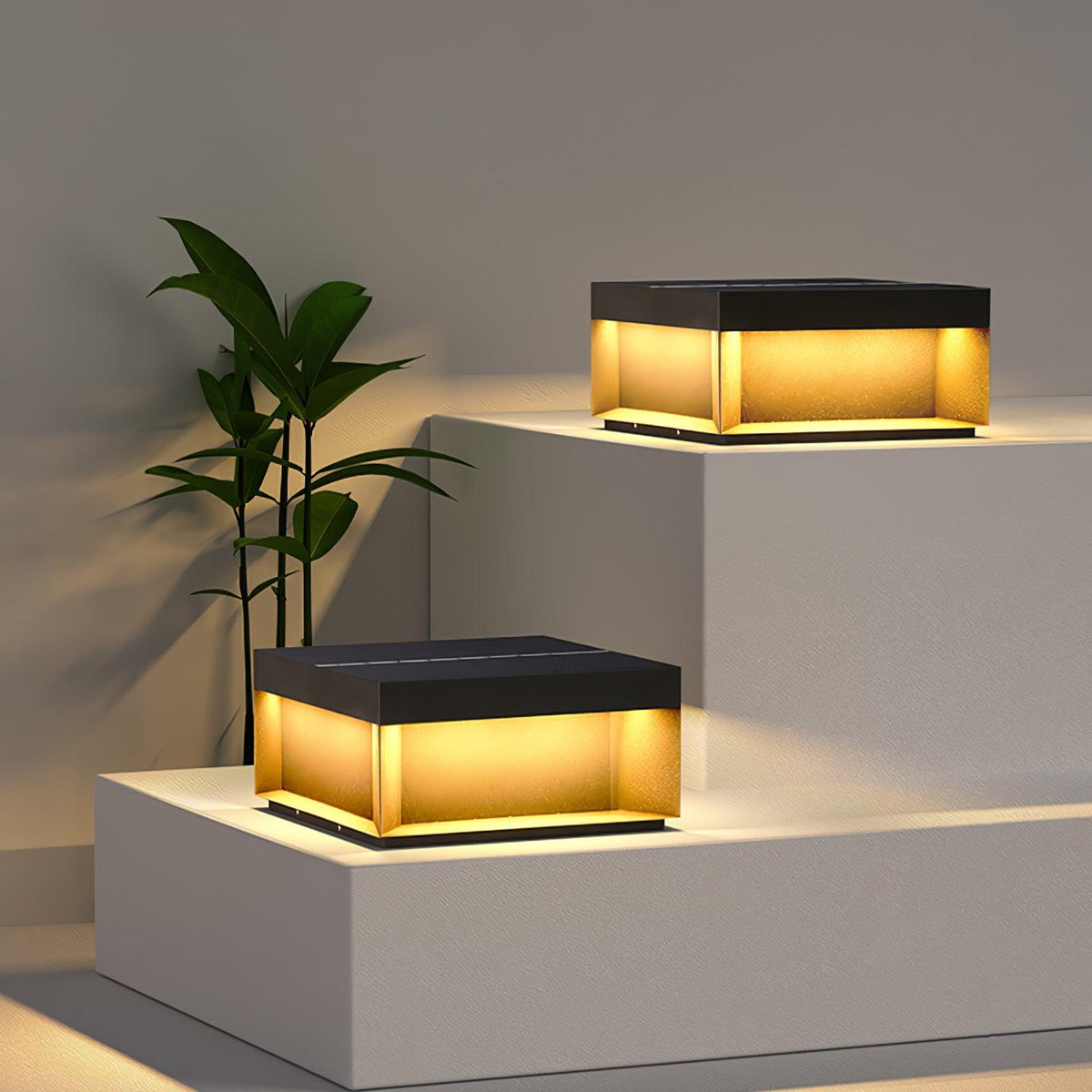 Éclairage solaire sur poteau de jardin moderne IP65 aluminium noir éclairage de chemin étanche pour jardin, allée, terrasse | Sansoti