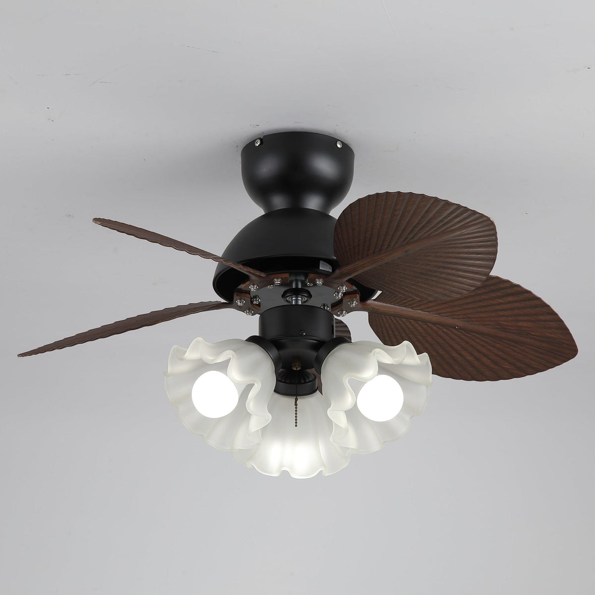 Ceiling Fan with Lighting Ø80cm DC Motor Remote Control Walnut Black 6 Speeds 35W 220V | Sansoti