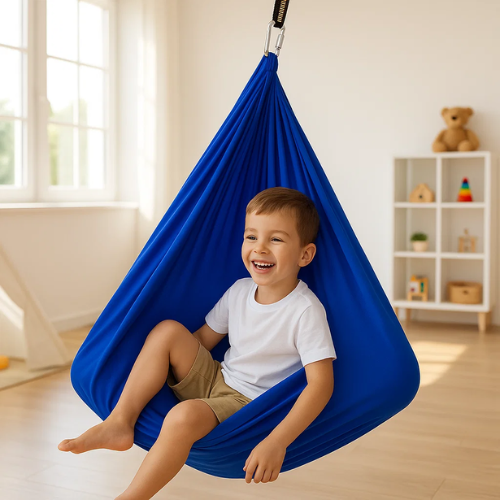 Katoenen Hangcocon voor Kinderen 100x280 cm Zintuiglijke Ontspanning Therapieschommel Sensorisch Roze Blauw | Sansoti
