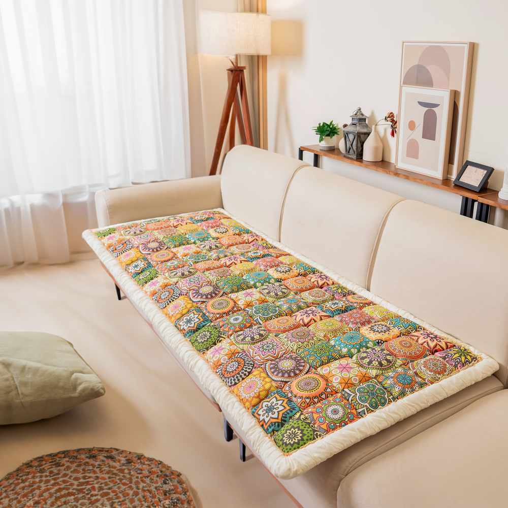Cotton sofa cover with quilted protective layer 60x180cm non-slip furniture protector seat covers in various colors | Sansoti