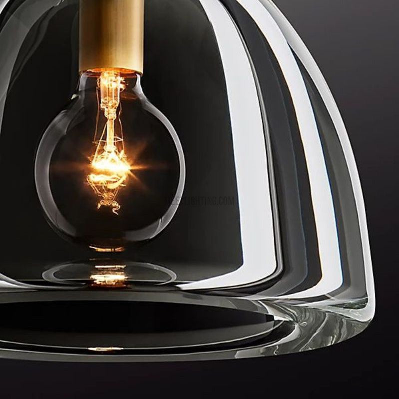 Glas-Kuppelpendelleuchte aus Messing, E26, höhenverstellbar, dimmbar, modernes Design, 7–14 Zoll, für Esszimmer und Küche | Sansoti