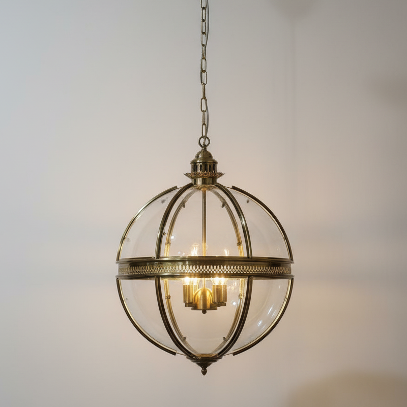 Barok Hanglamp met Glazen Kappen en Gouden Afwerking – Luxe Design Kroonluchter 3-Lichts | Sansoti