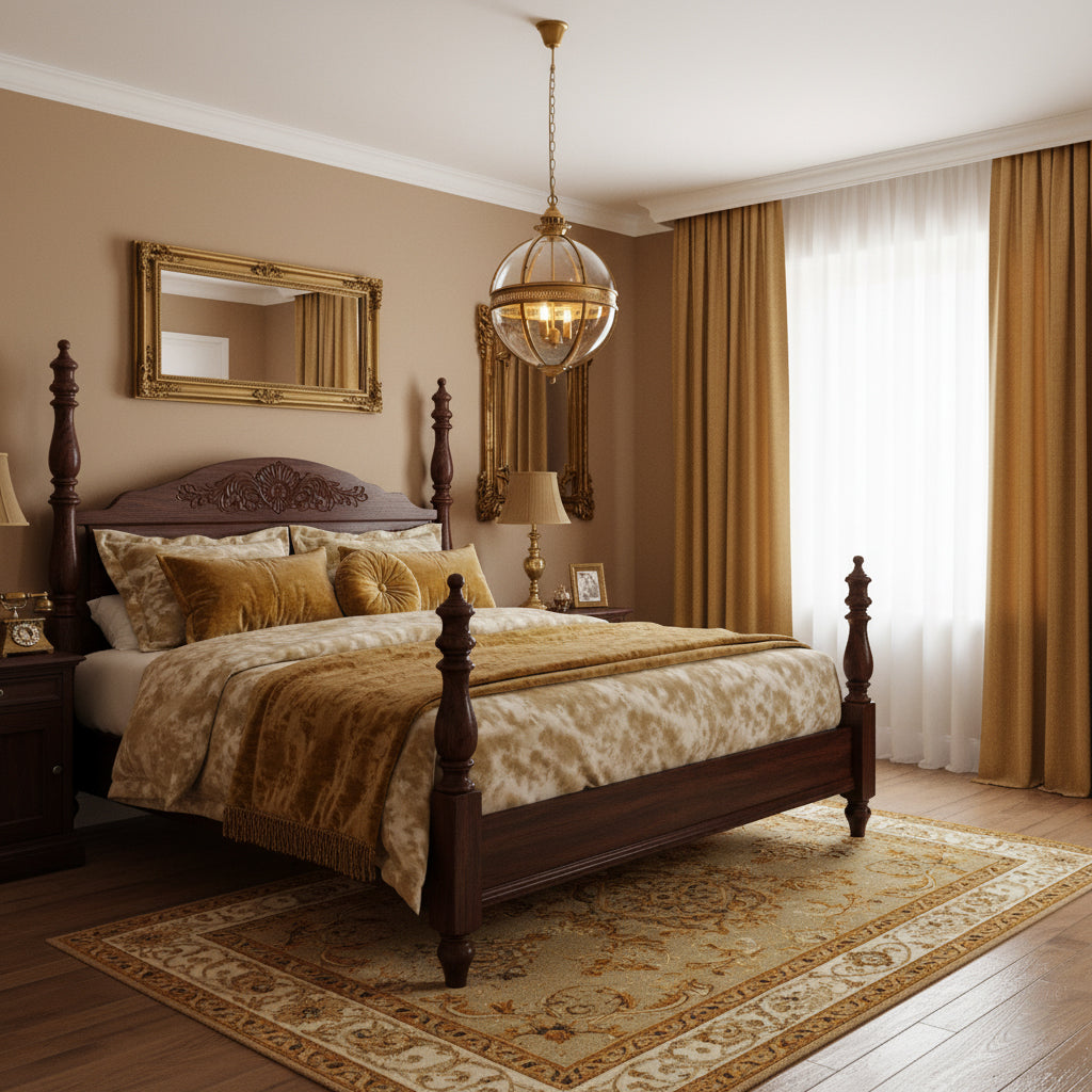 Barok Hanglamp met Glazen Kappen en Gouden Afwerking – Luxe Design Kroonluchter 3-Lichts | Sansoti