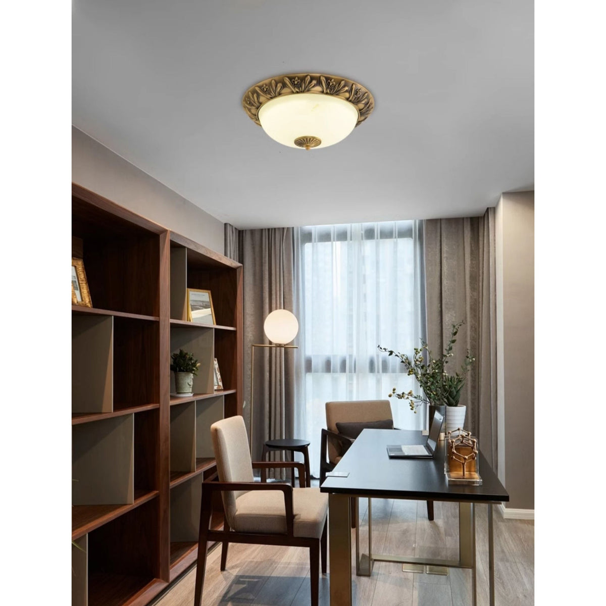 Deckenleuchte mit Glasschirm und Metallrahmen, E27-Fassung, integrierter LED, 30-50 cm, modernes Design für Wohnzimmer | Sansoti