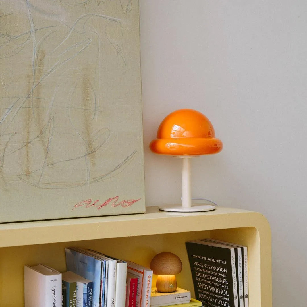 Lampka stołowa ze szkła i metalu, zabawna, 28 cm, miętowozielona, żółta, nastrojowe oświetlenie do salonu, nowoczesna | Sansoti