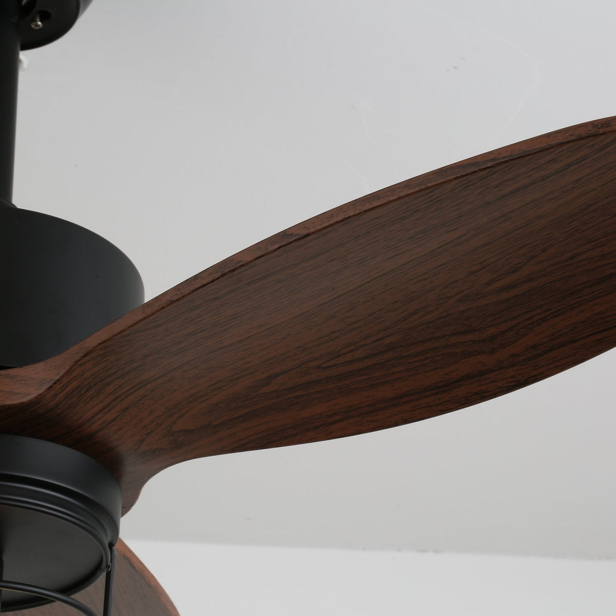Industrial Ceiling Fan with Lighting Ø91cm – Metal Frame – Glass Shade – 6 Speeds – Remote Control – AC 110-240V – Walnut & Black | Sansoti