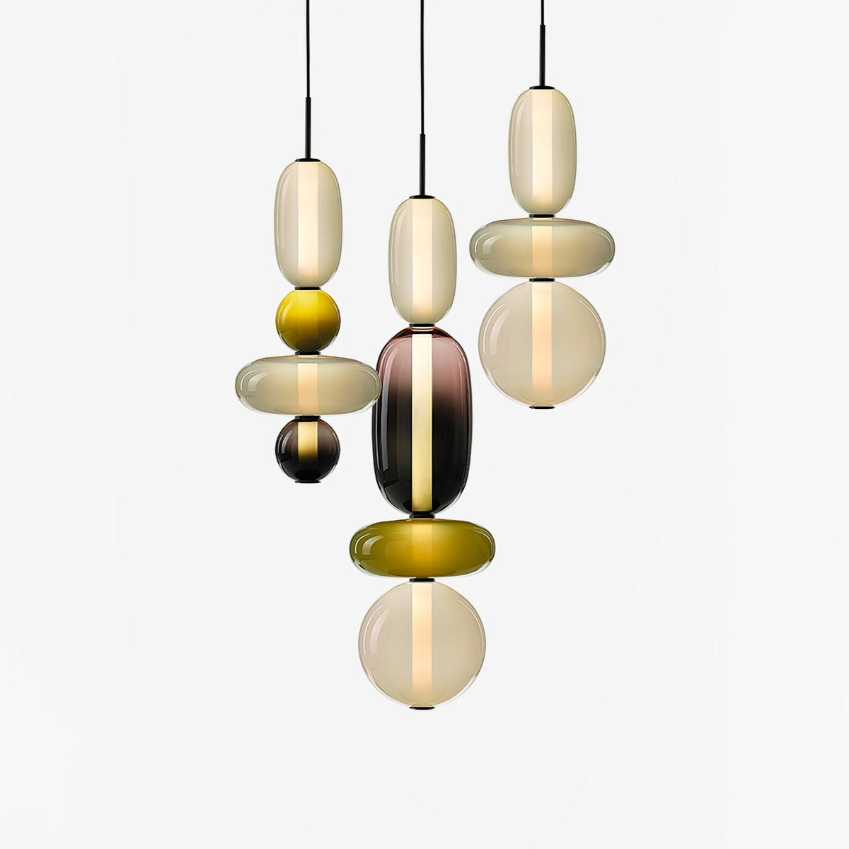 Pendelleuchte mit LED-Glaskugel, dimmbar, mit Fernbedienung, Metall und Acryl, für Esszimmer und Wohnzimmer, modernes stimmungsvolles Design | Sansoti