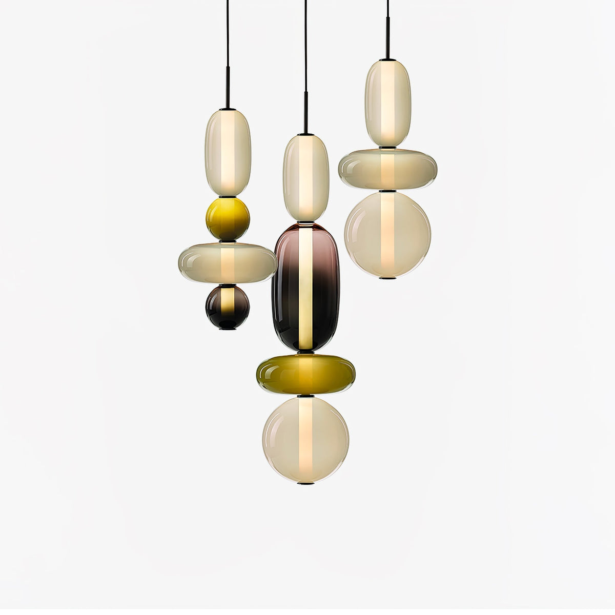 Pendelleuchte mit LED-Glaskugel, dimmbar, mit Fernbedienung, Metall und Acryl, für Esszimmer und Wohnzimmer, modernes stimmungsvolles Design | Sansoti