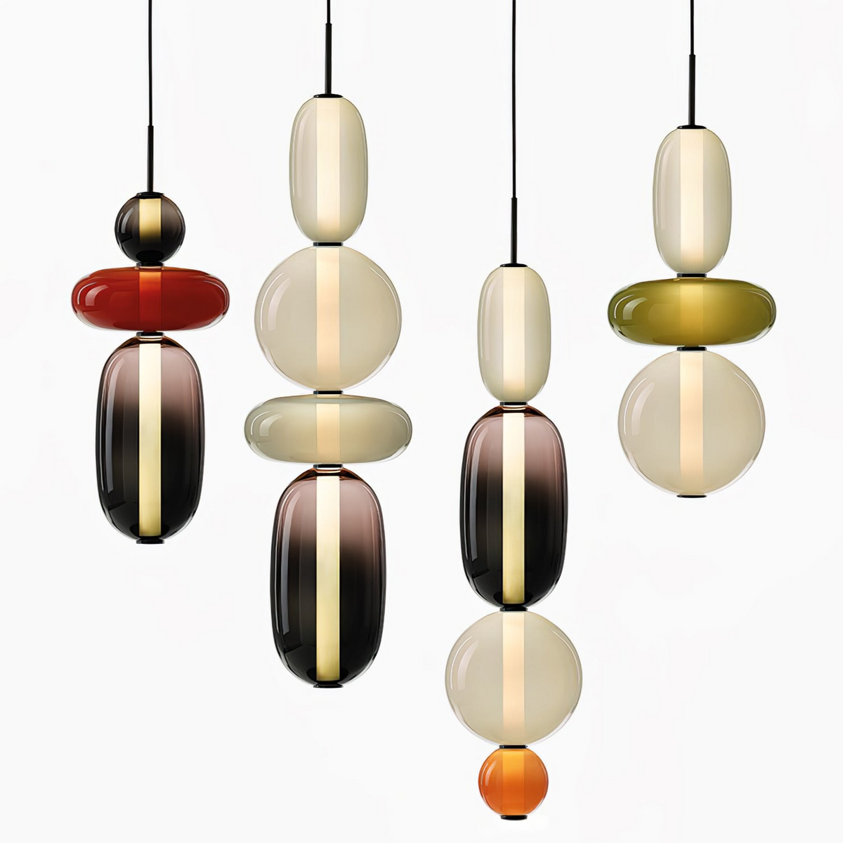 Pendelleuchte mit LED-Glaskugel, dimmbar, mit Fernbedienung, Metall und Acryl, für Esszimmer und Wohnzimmer, modernes stimmungsvolles Design | Sansoti