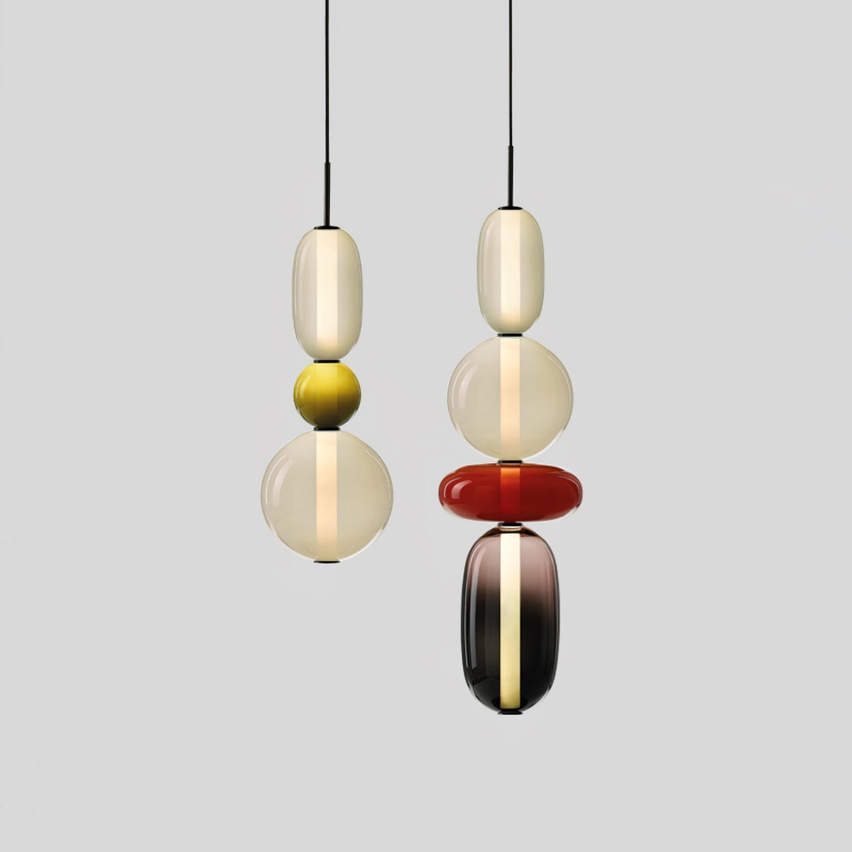 Pendelleuchte mit LED-Glaskugel, dimmbar, mit Fernbedienung, Metall und Acryl, für Esszimmer und Wohnzimmer, modernes stimmungsvolles Design | Sansoti