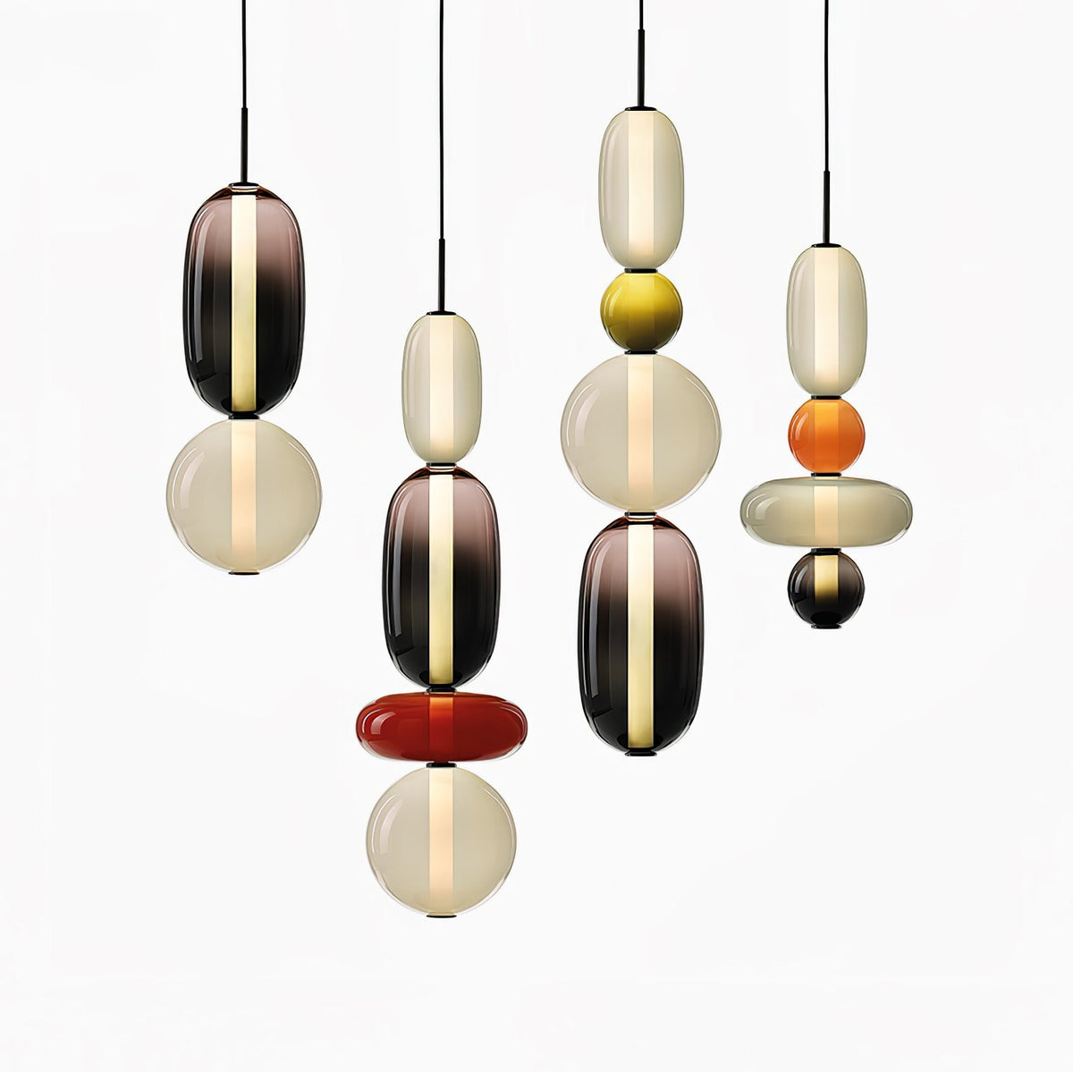 Pendelleuchte mit LED-Glaskugel, dimmbar, mit Fernbedienung, Metall und Acryl, für Esszimmer und Wohnzimmer, modernes stimmungsvolles Design | Sansoti