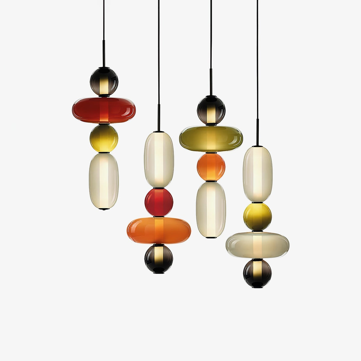 Pendelleuchte mit LED-Glaskugel, dimmbar, mit Fernbedienung, Metall und Acryl, für Esszimmer und Wohnzimmer, modernes stimmungsvolles Design | Sansoti