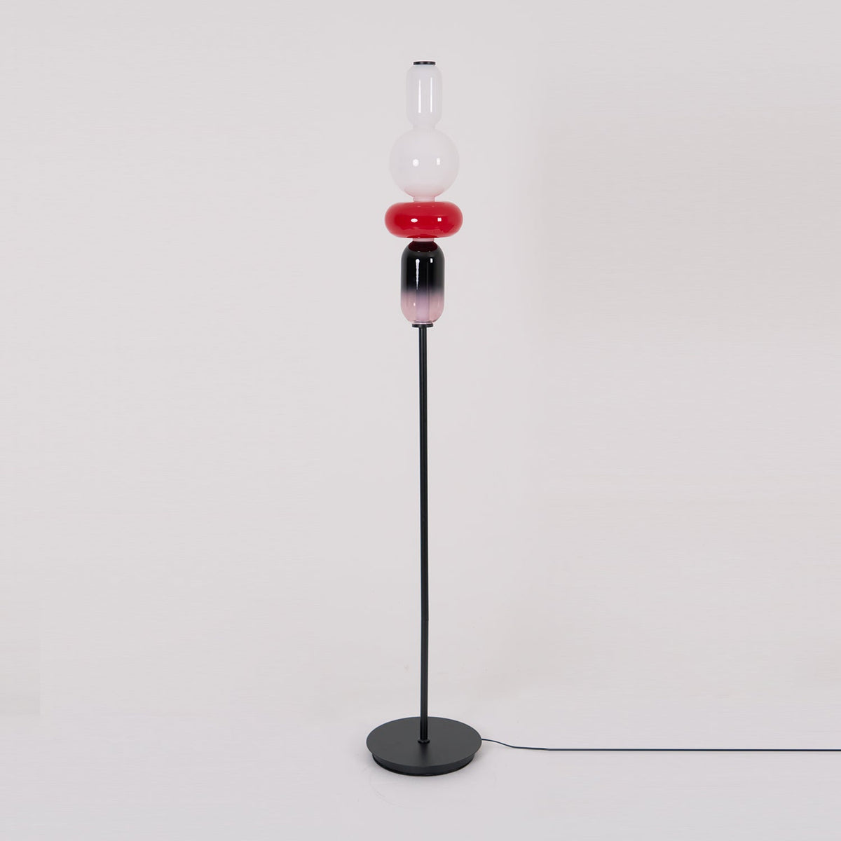 Vloerlamp Glas LED 130 of 160 cm Rood Wit Zwart Woonkamer Design Staande Lamp Lichtobject Interieur | Sansoti