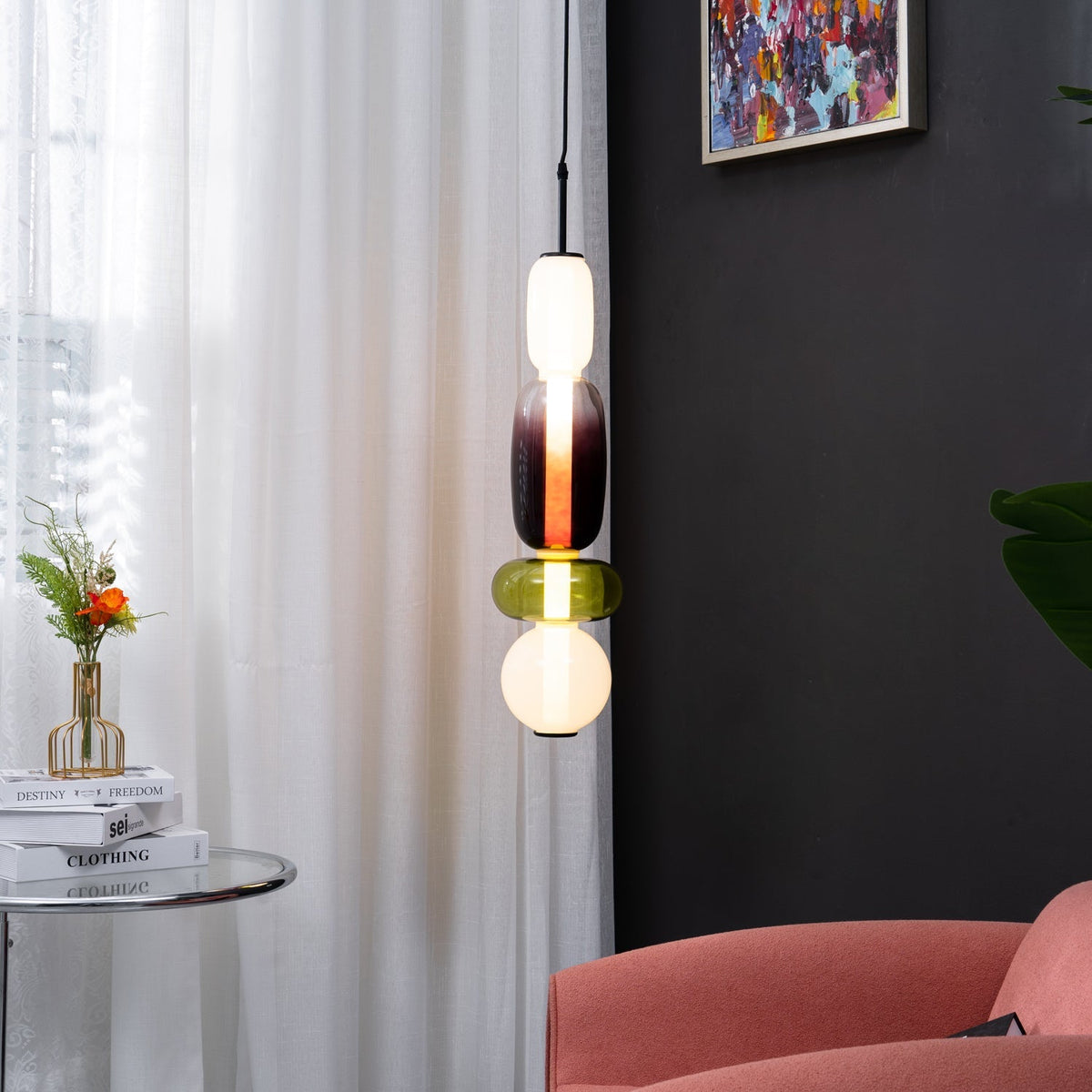 Glass Pendant Lamp with Hand-Blown Shades – Modern Lighting with Artisan Glasswork | Sansoti