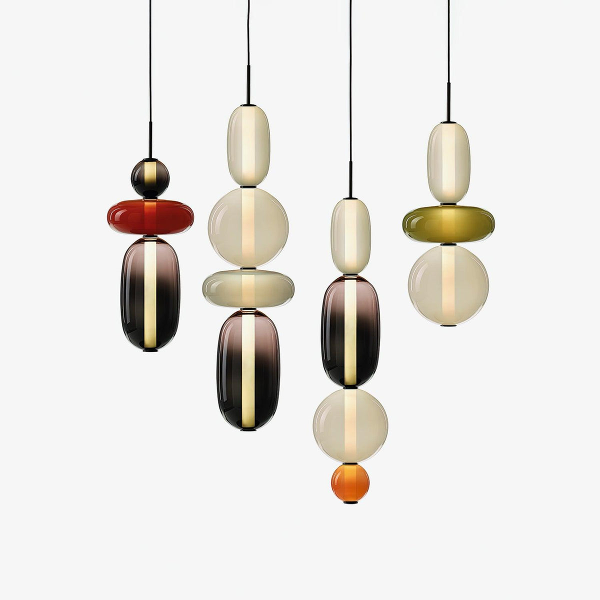 Pendelleuchte mit LED-Glaskugel, dimmbar, mit Fernbedienung, Metall und Acryl, für Esszimmer und Wohnzimmer, modernes stimmungsvolles Design | Sansoti