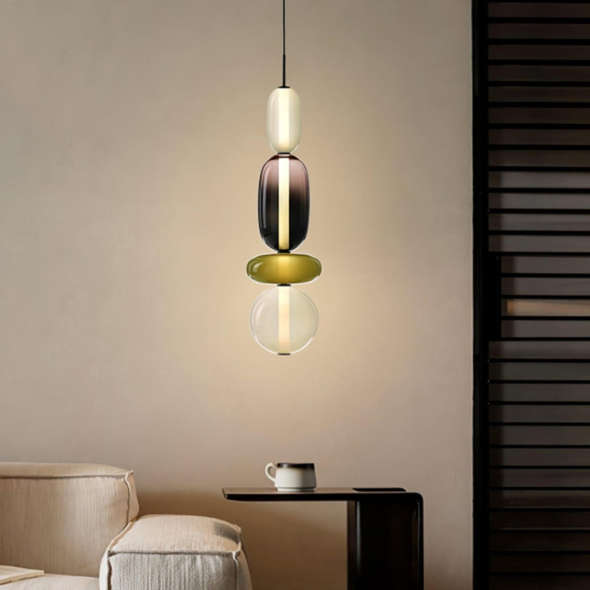 Pendelleuchte mit LED-Glaskugel, dimmbar, mit Fernbedienung, Metall und Acryl, für Esszimmer und Wohnzimmer, modernes stimmungsvolles Design | Sansoti