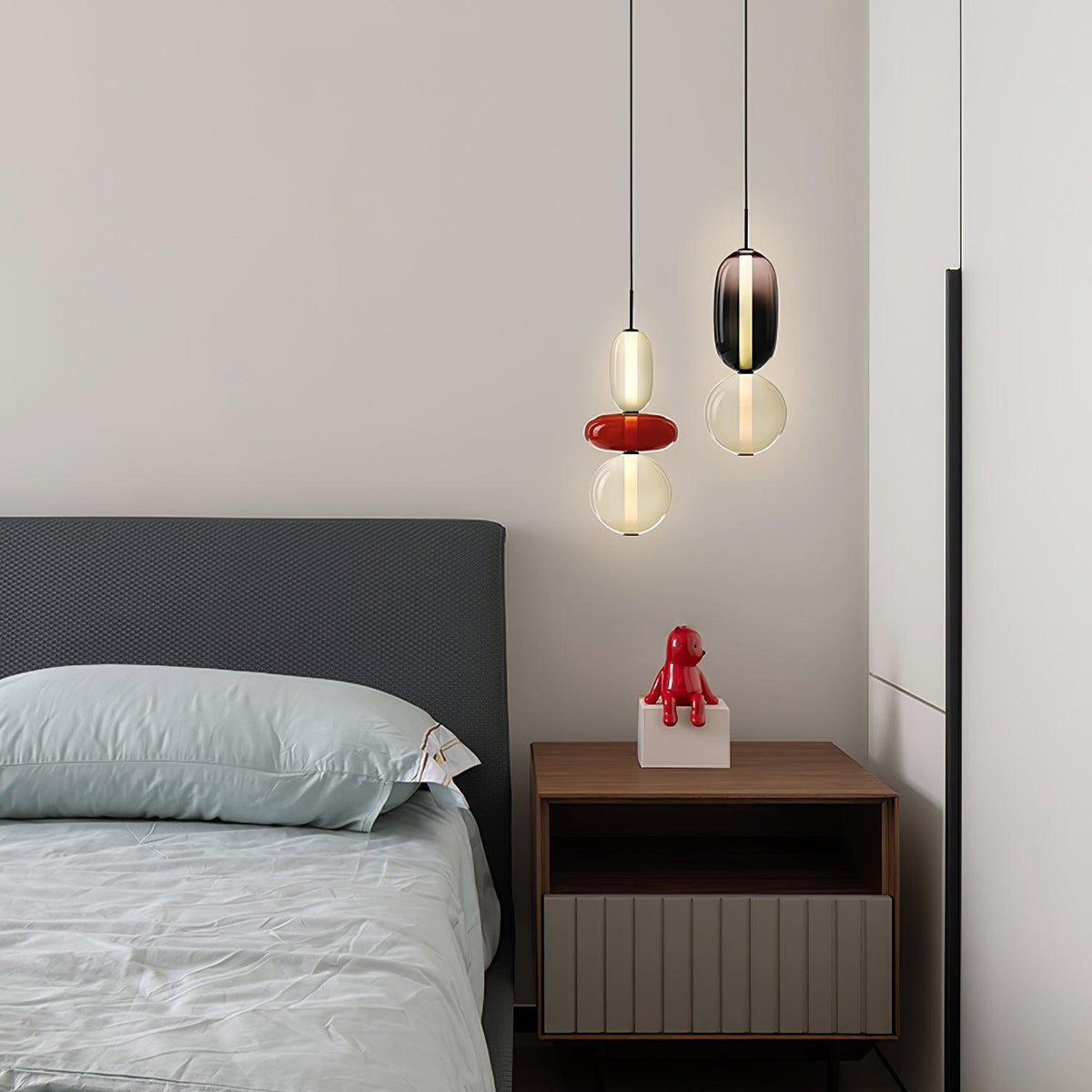 Pendelleuchte mit LED-Glaskugel, dimmbar, mit Fernbedienung, Metall und Acryl, für Esszimmer und Wohnzimmer, modernes stimmungsvolles Design | Sansoti