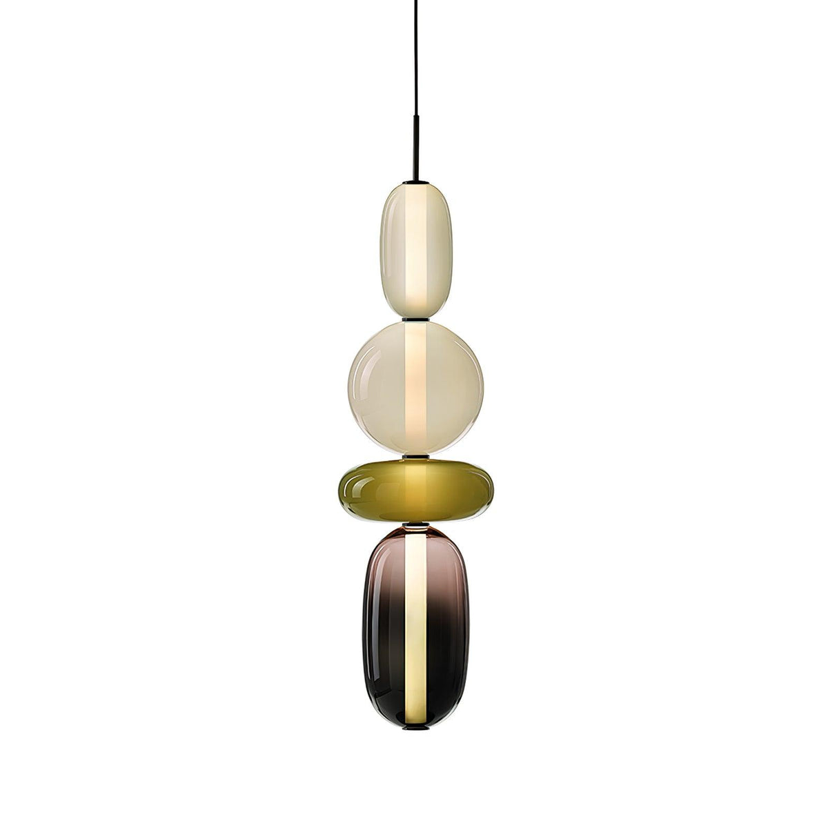 Pendelleuchte mit LED-Glaskugel, dimmbar, mit Fernbedienung, Metall und Acryl, für Esszimmer und Wohnzimmer, modernes stimmungsvolles Design | Sansoti