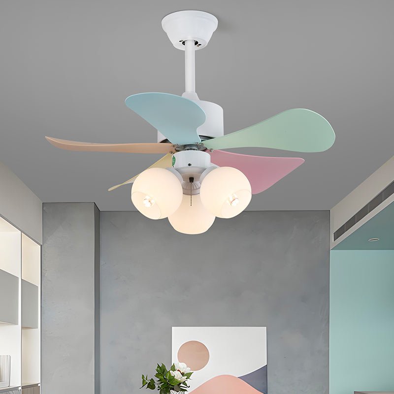 Deckenventilator mit farbigem Glaslicht – Ø76 cm dimmbar – 6 Geschwindigkeiten inkl. Fernbedienung – leiser Motor – modernes Design für Wohnzimmer und Schlafzimmer | Sansoti