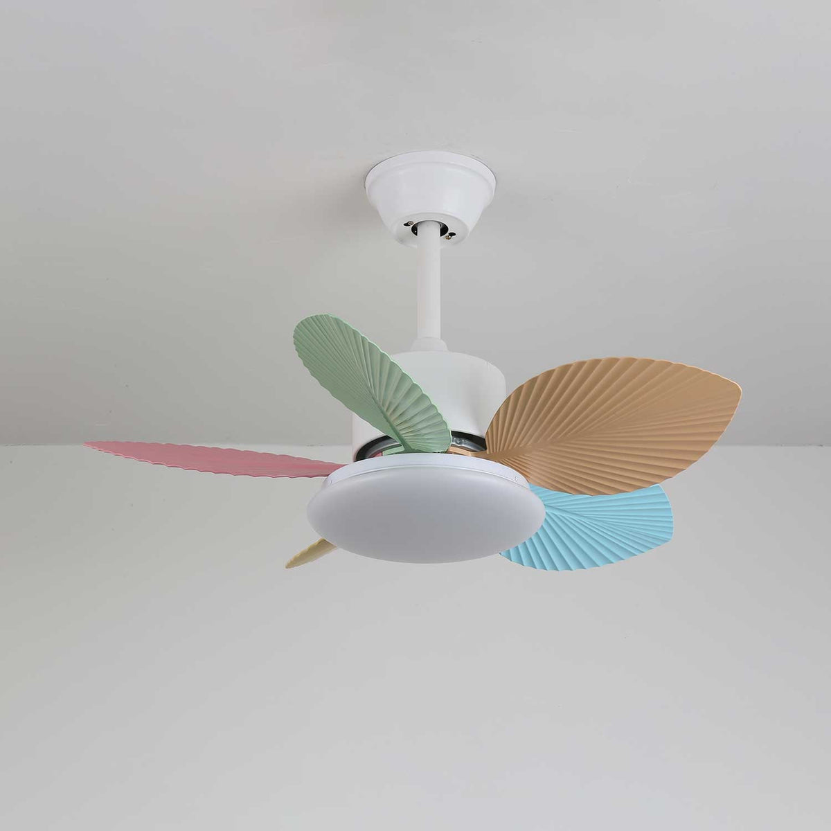 Deckenventilator mit farbigem Glaslicht – Ø76 cm dimmbar – 6 Geschwindigkeiten inkl. Fernbedienung – leiser Motor – modernes Design für Wohnzimmer und Schlafzimmer | Sansoti