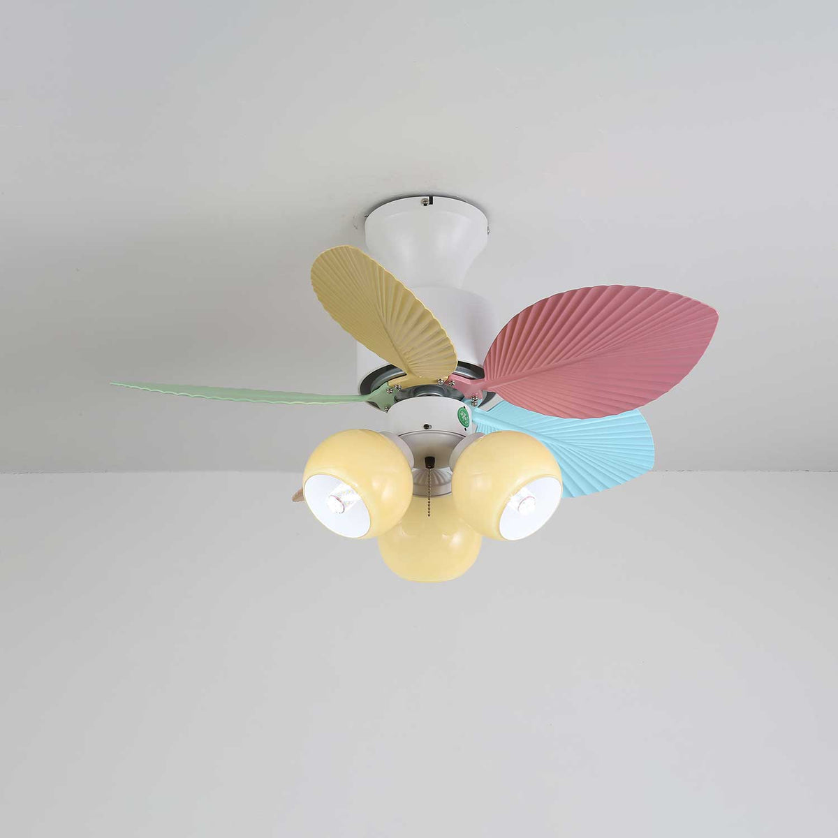 Deckenventilator mit farbigem Glaslicht – Ø76 cm dimmbar – 6 Geschwindigkeiten inkl. Fernbedienung – leiser Motor – modernes Design für Wohnzimmer und Schlafzimmer | Sansoti