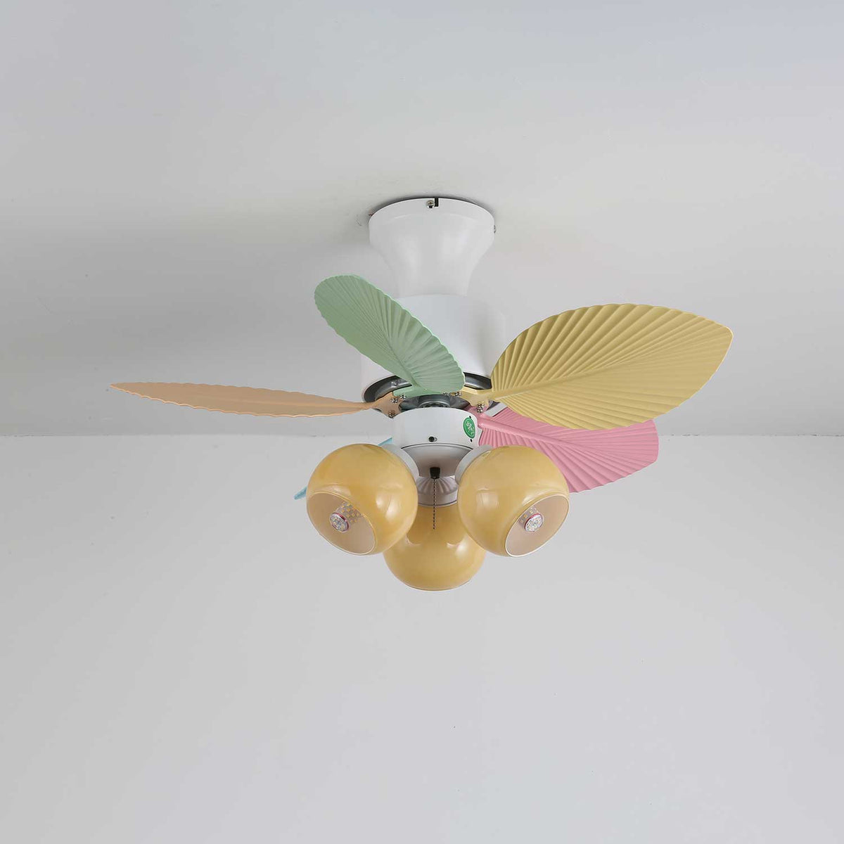 Deckenventilator mit farbigem Glaslicht – Ø76 cm dimmbar – 6 Geschwindigkeiten inkl. Fernbedienung – leiser Motor – modernes Design für Wohnzimmer und Schlafzimmer | Sansoti