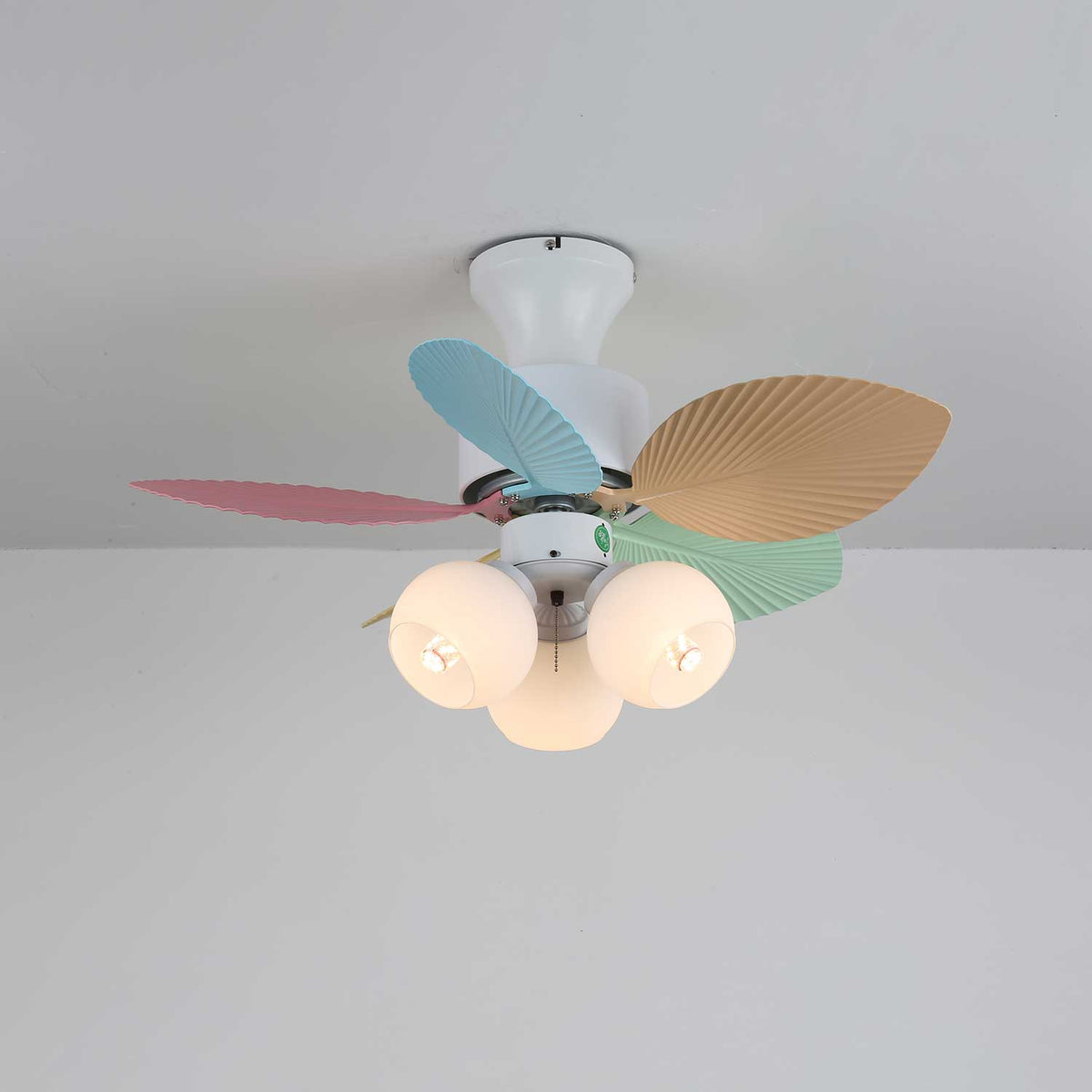 Deckenventilator mit farbigem Glaslicht – Ø76 cm dimmbar – 6 Geschwindigkeiten inkl. Fernbedienung – leiser Motor – modernes Design für Wohnzimmer und Schlafzimmer | Sansoti