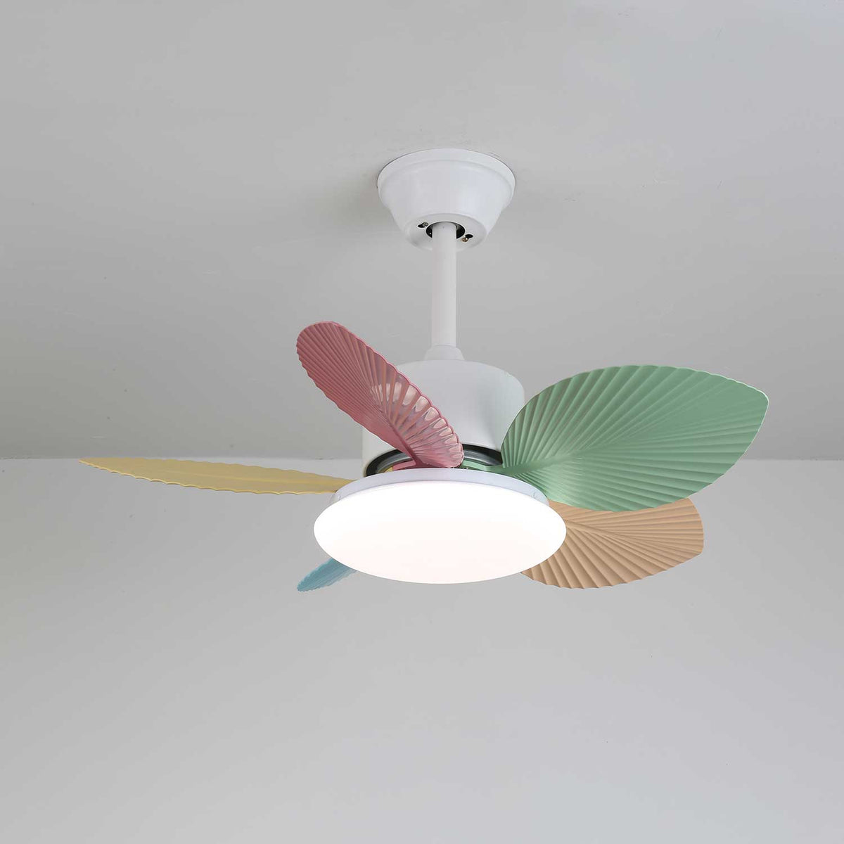 Deckenventilator mit farbigem Glaslicht – Ø76 cm dimmbar – 6 Geschwindigkeiten inkl. Fernbedienung – leiser Motor – modernes Design für Wohnzimmer und Schlafzimmer | Sansoti
