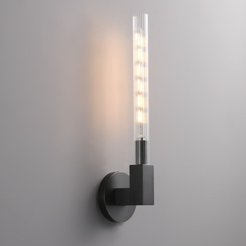 Glas-Wandleuchte als Kerzenhalter Messing Schwarz Nickel Wohnzimmer Schlafzimmer Esszimmer Dimmbar Designbeleuchtung | Sansoti