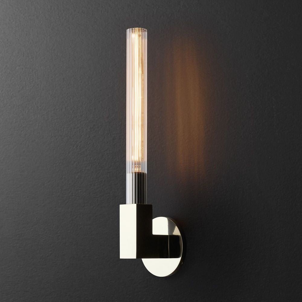 Glas-Wandleuchte als Kerzenhalter Messing Schwarz Nickel Wohnzimmer Schlafzimmer Esszimmer Dimmbar Designbeleuchtung | Sansoti